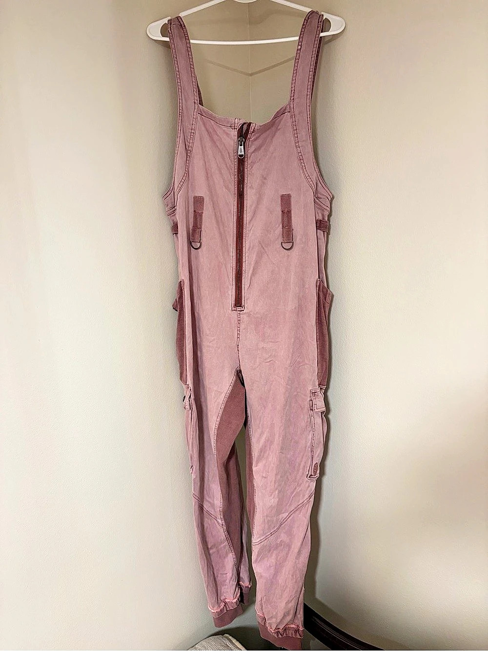 FP Movement Free People Dusty Rose Utility Cargo Jumpsuit Overalls Size Large